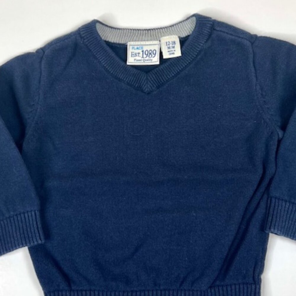 Toddler Navy-Blue Pullover V-Neck Sweater
